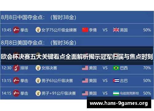 欧会杯决赛五大关键看点全面解析揭示冠军归属与焦点时刻 欧会杯决赛五大关键看点全面解析揭示冠军归属与焦点时刻